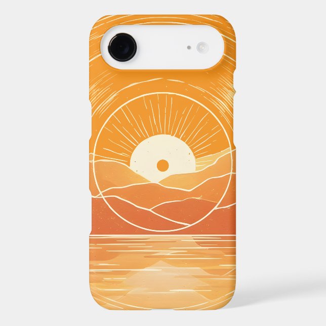 Minimalist Zen Mountain Ocean Retro Sunset Case-Mate iPhone Case (Back)