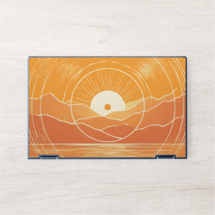 Minimalist Zen Mountain Ocean Retro Sunset HP Laptop Skin
