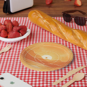 Minimalist Zen Mountain Ocean Retro Sunset Paper Plates