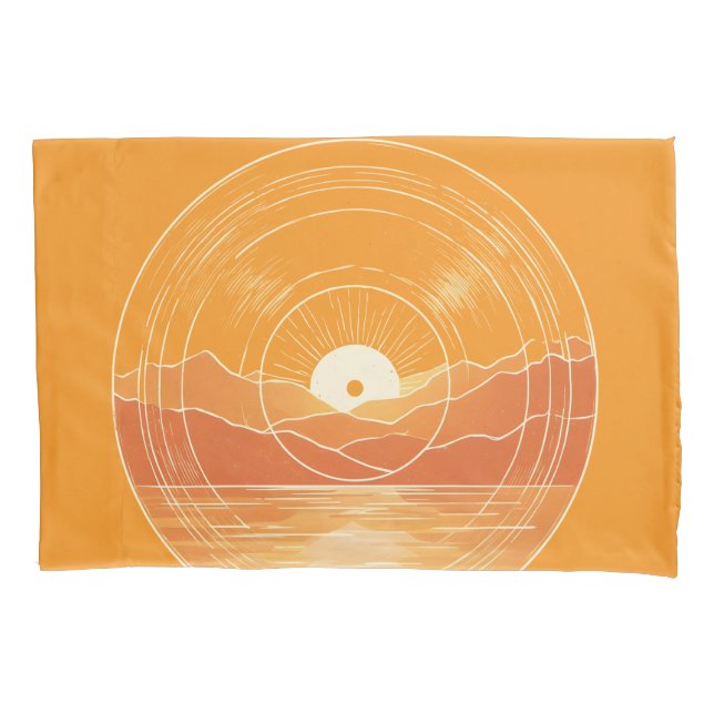 Minimalist Zen Mountain Ocean Retro Sunset Pillow Case (Front)