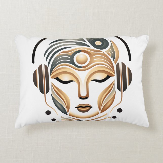 Minimalist Zen Music Goddess Geometric Abstract Accent Pillow (Front)