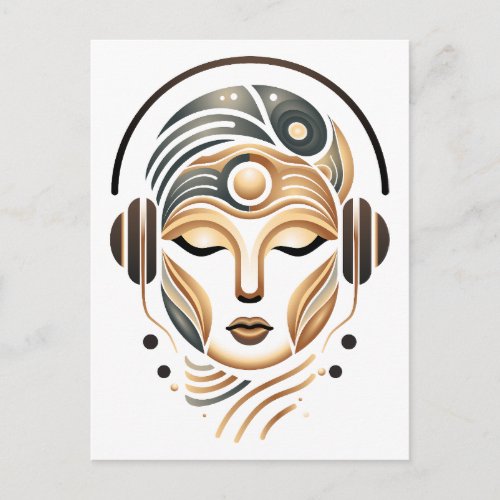 Minimalist Zen Music Goddess Geometric Abstract Announcement Postcard