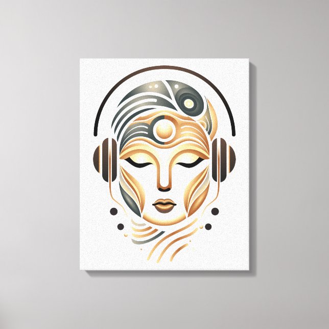 Minimalist Zen Music Goddess Geometric Abstract Canvas Print (Front)