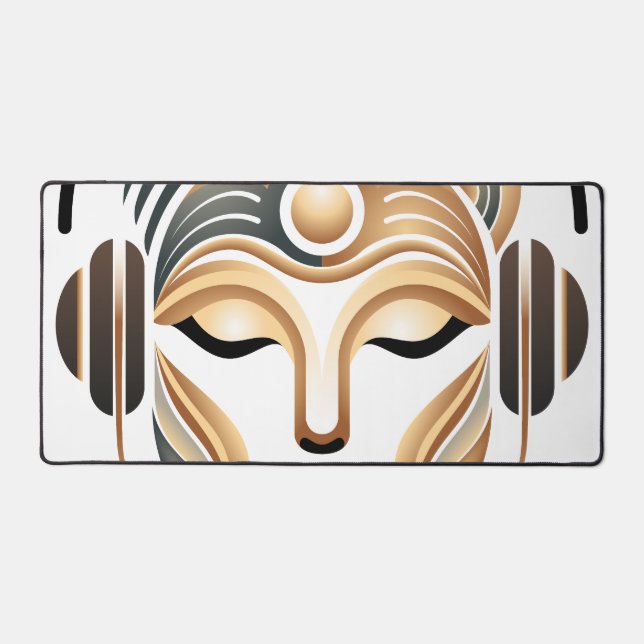 Minimalist Zen Music Goddess Geometric Abstract Desk Mat (Front)