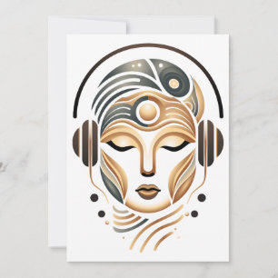 Minimalist Zen Music Goddess Geometric Abstract Holiday Card