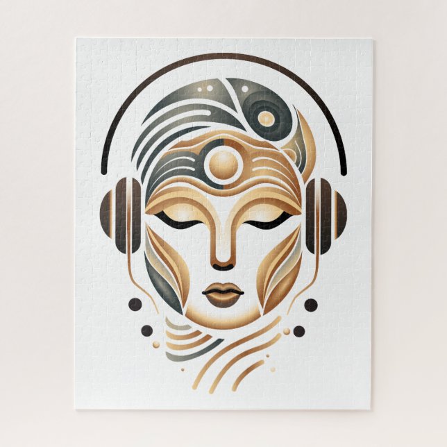 Minimalist Zen Music Goddess Geometric Abstract Jigsaw Puzzle (Vertical)