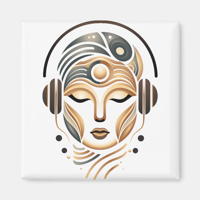 Minimalist Zen Music Goddess Geometric Abstract Magnet (Front)