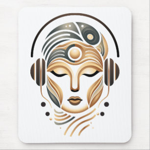Minimalist Zen Music Goddess Geometric Abstract Mouse Pad