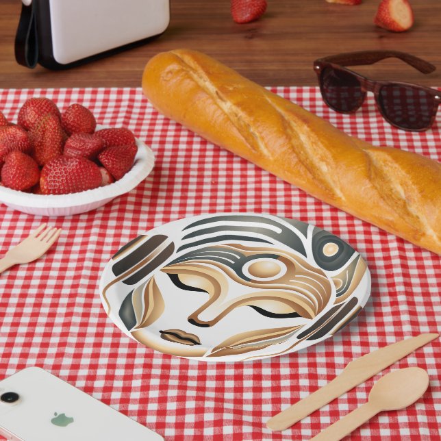 Minimalist Zen Music Goddess Geometric Abstract Paper Plates (Picnic)