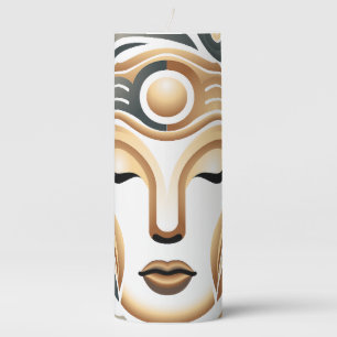 Minimalist Zen Music Goddess Geometric Abstract Pillar Candle