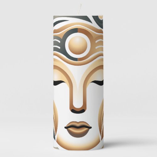 Minimalist Zen Music Goddess Geometric Abstract Pillar Candle
