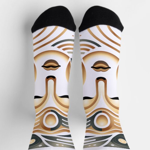Minimalist Zen Music Goddess Geometric Abstract Socks
