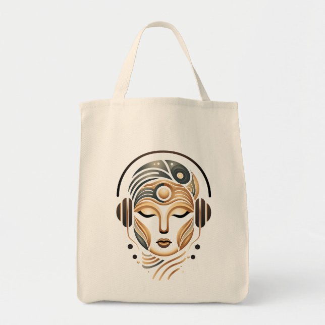 Minimalist Zen Music Goddess Geometric Abstract Tote Bag (Front)