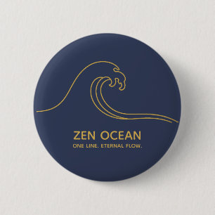 Minimalist Zen Wave Abstract Ocean Line Button