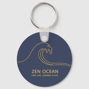 Minimalist Zen Wave Abstract Ocean Line Keychain