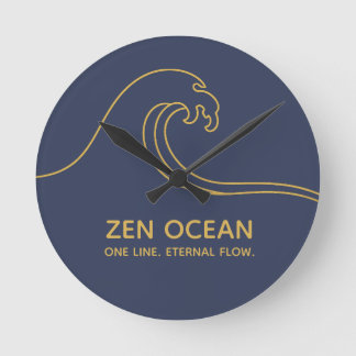 Minimalist Zen Wave | Abstract Ocean (NO NUMBERS) Round Clock