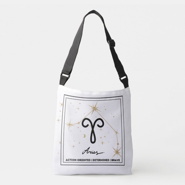 Minimalist Zodiac Aries Crossbody Tote (Front)