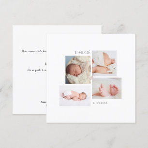 Minimaliste Faire-part de Naissance Fille cards