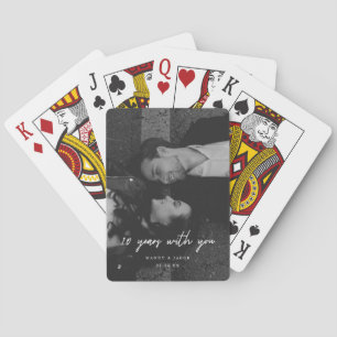 Minimalistic 10th Anniversary Wedding Couple Photo Poker Cards