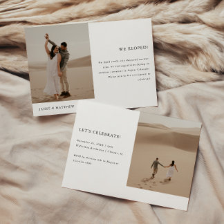 Minimalistic 2-Photo Elopement Wedding Reception Invitation