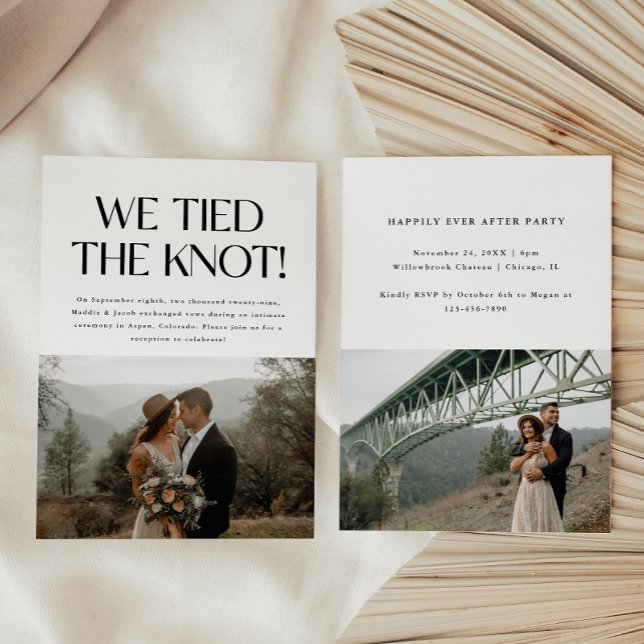 Minimalistic 2-Photo Wedding Elopement Reception Invitation (Creator Uploaded)