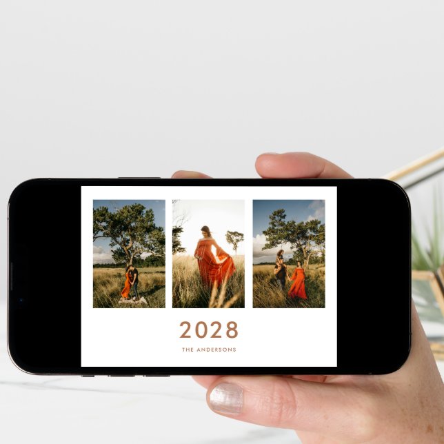 Minimalistic 3-Photo New Auntie Pregnancy Announcement (Front Digital)