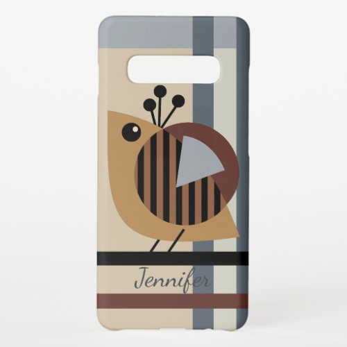 Minimalistic abstract with a bird  custom name samsung galaxy s10 case