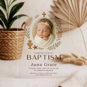 Minimalistic Acrylic Baptism Invitation with Photo