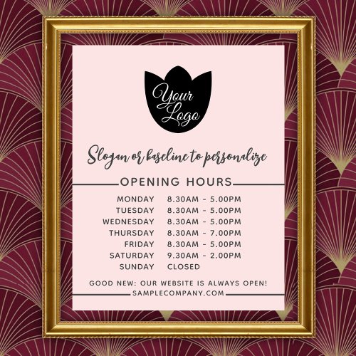    Minimalistic Add Your Logo Simple Opening Hours Poster