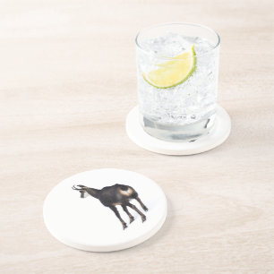 Minimalistic Alpine Chamois mountain goat on snow Coaster