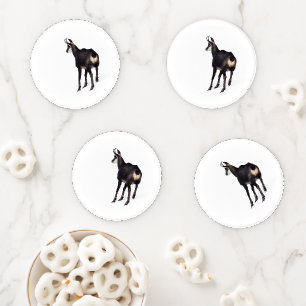 Minimalistic Alpine Chamois mountain goat on snow Coaster Set