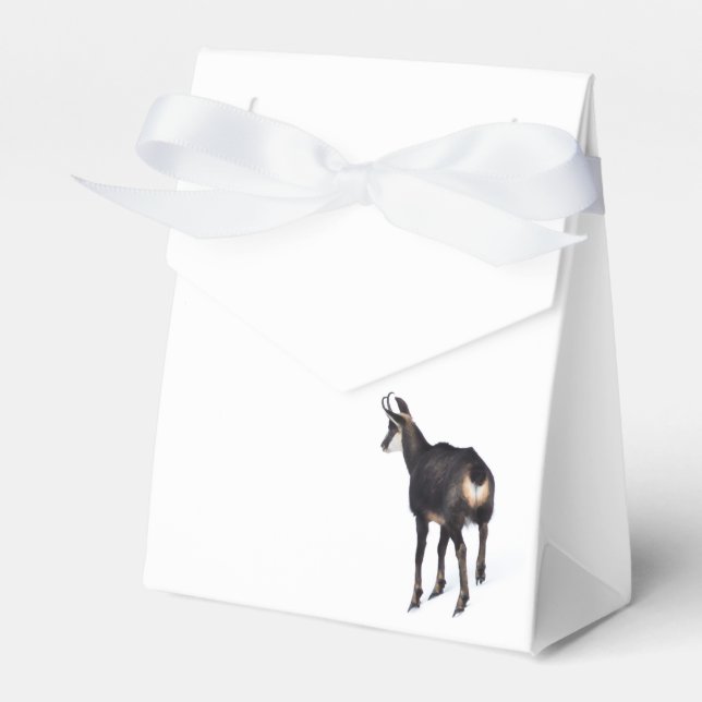 Minimalistic Alpine Chamois mountain goat on snow Favor Boxes (Front Side)