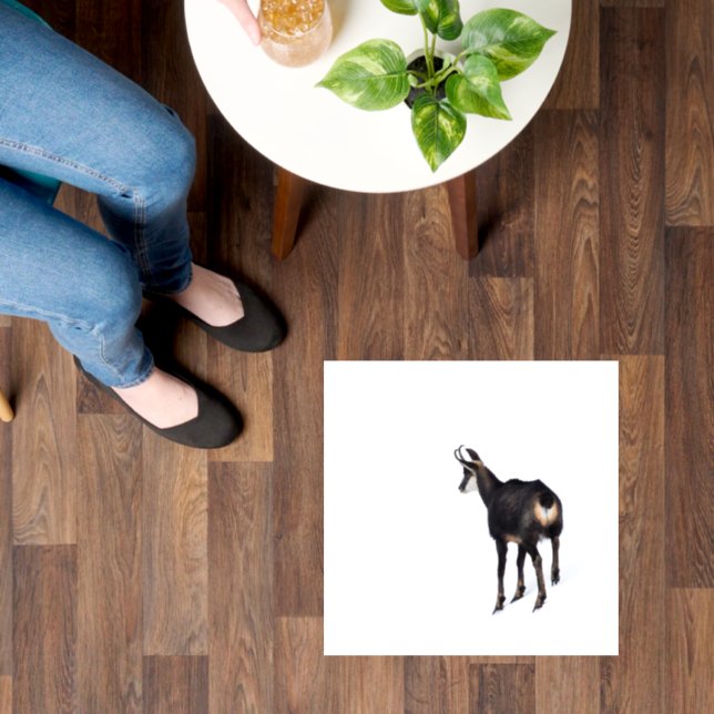 Minimalistic Alpine Chamois mountain goat on snow Floor Decals (Floor)