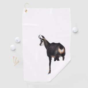 Minimalistic Alpine Chamois mountain goat on snow Golf Towel
