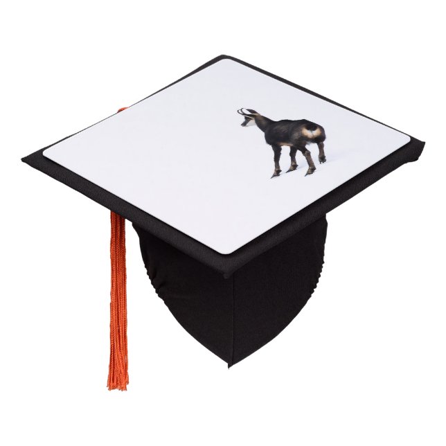 Minimalistic Alpine Chamois mountain goat on snow Graduation Cap Topper (Angled)