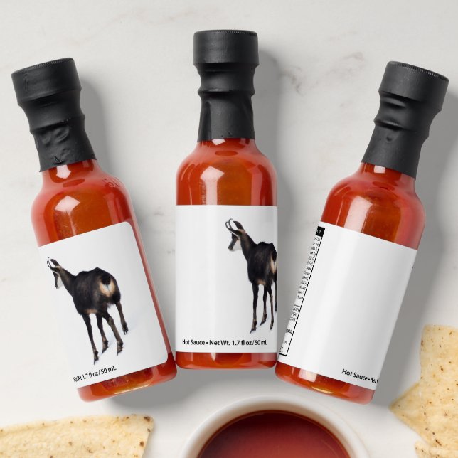 Minimalistic Alpine Chamois mountain goat on snow Hot Sauces (Laydown)