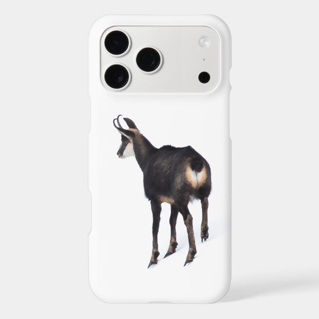 Minimalistic Alpine Chamois mountain goat on snow iPhone Case (Back)