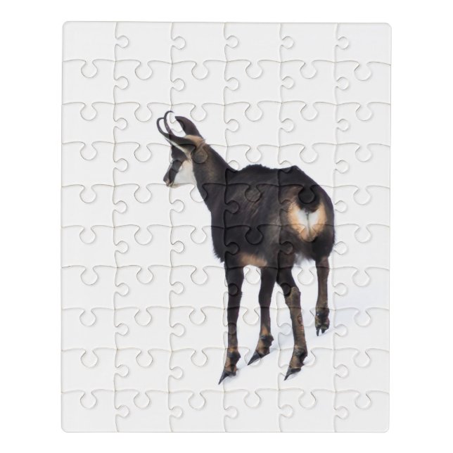 Minimalistic Alpine Chamois mountain goat on snow Jigsaw Puzzle (Puzzle Vertical)