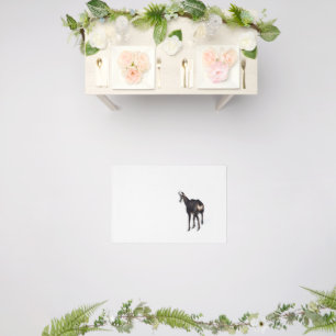 Minimalistic Alpine Chamois mountain goat on snow Outdoor Rug