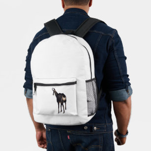 Minimalistic Alpine Chamois mountain goat on snow Printed Backpack