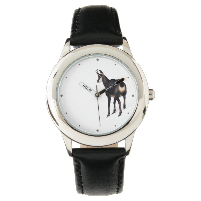 Minimalistic Alpine Chamois mountain goat on snow Watch (Front)