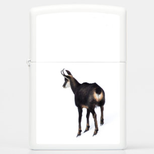 Minimalistic Alpine Chamois mountain goat on snow Zippo Lighter