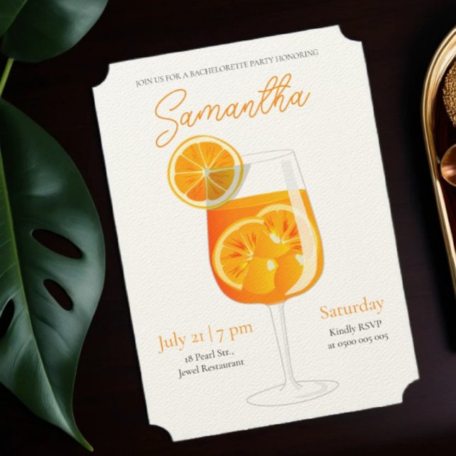 Minimalistic Aperol Spritz Bachelorette Party Invitation (Creator Uploaded)