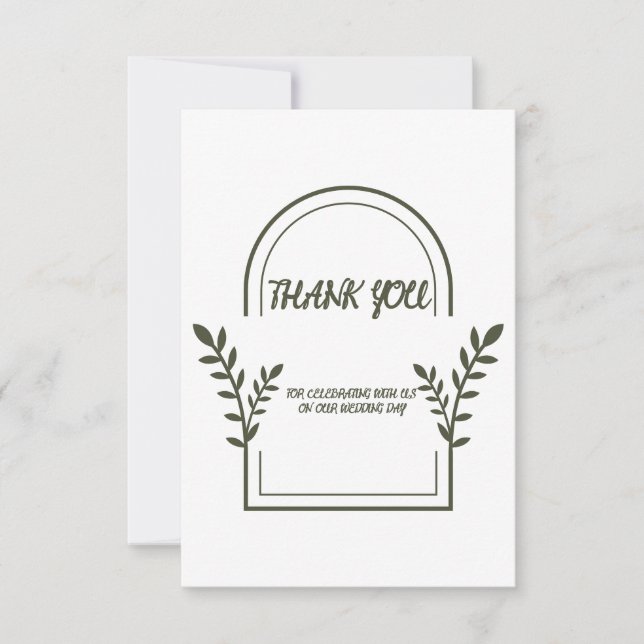 Minimalistic Arch Frame Wedding Thank You  Card (Front)