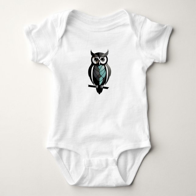 Minimalistic Baby Owl Baby Bodysuit (Front)
