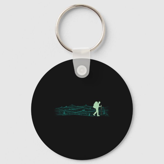 Minimalistic Backpacking Camping Hiking Graphic  Keychain (Front)