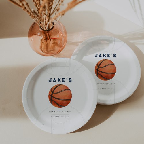 Minimalistic Basketball Birthday Paper Plates