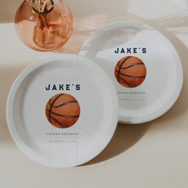 Minimalistic Basketball Birthday Paper Plates (Creator Uploaded)