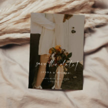 Minimalistic Beige Script QR Code Photo Wedding