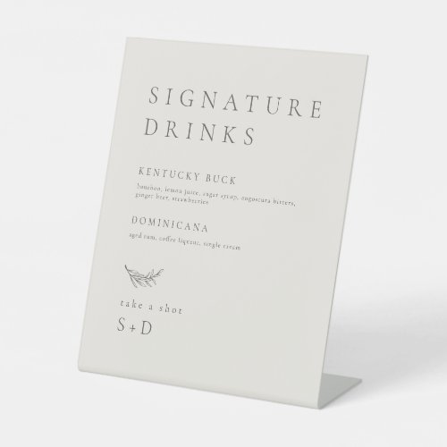 Minimalistic Beige Signature Drinks Wedding Sign